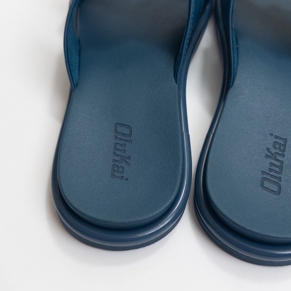 Olukai La'i Slide Sandals Women 8 Blue Tortoise Buckle Comfort Slip-On 31473-00 - Picture 12 of 16